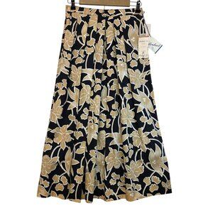 Vintage Lombardi Inc. Midi Skirt S Black Tan Deadstock USA Floral Fairy Romantic